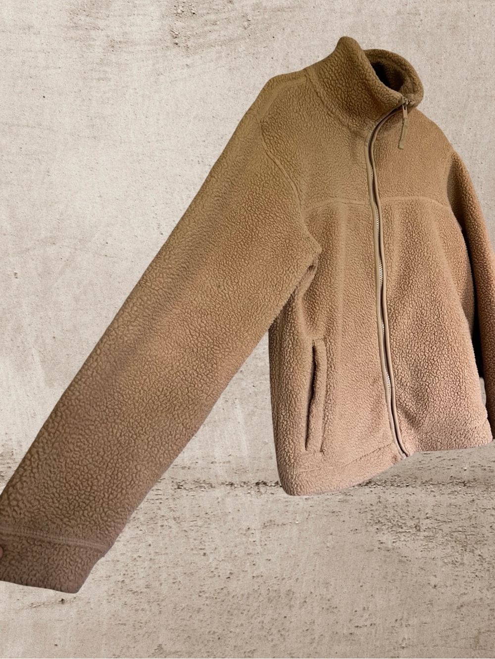 GAP Unisex Beige/Tan Sherpa Full-Zip Jacket
